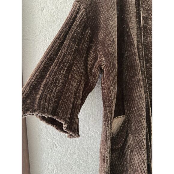 Anthropologie Moth Chenille Cardigan Women’s XS Green Open Front Cozy Pockets - Picture 3 of 16